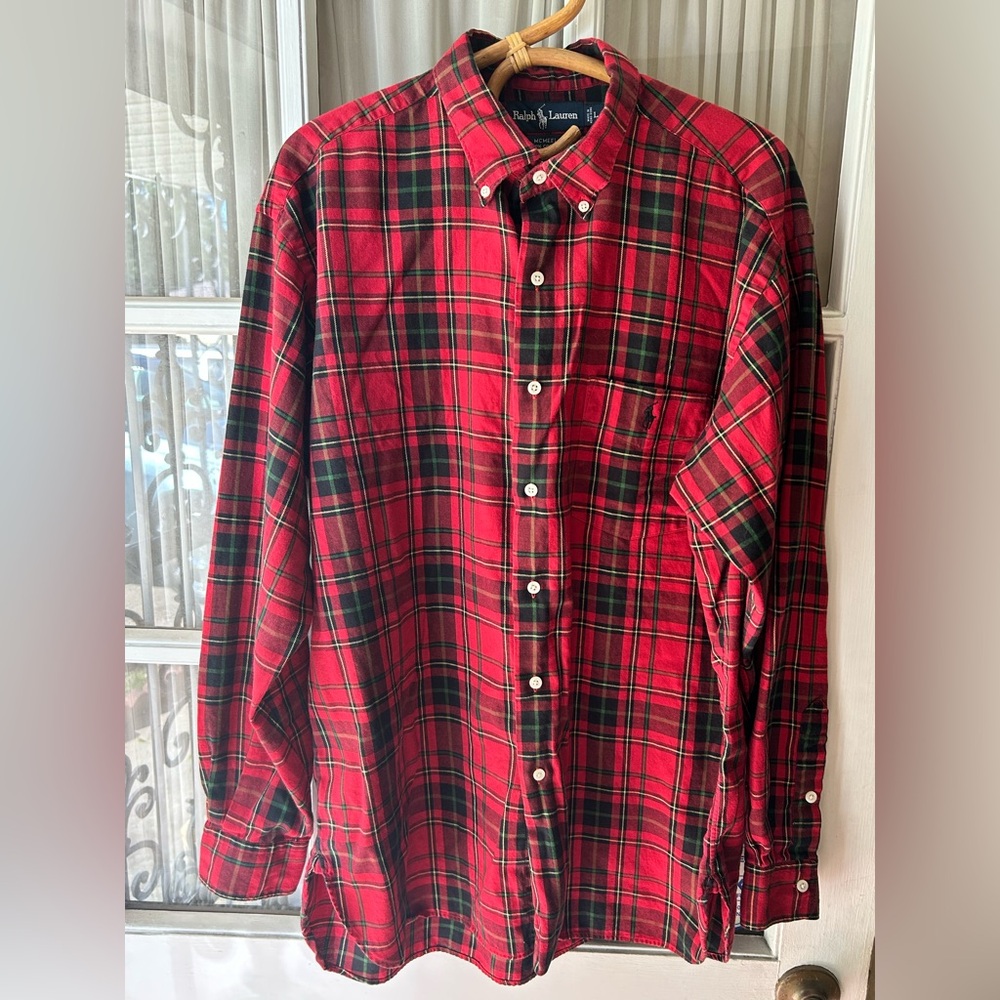 Ralph Lauren McMeel Plaid Button Down Shirt Long Sleeve Cotton Casual Size L